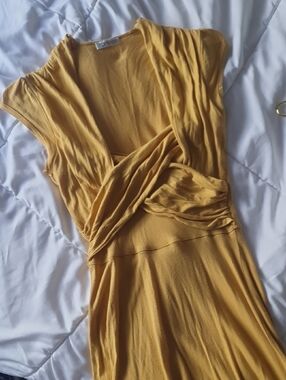 Topshop Mustard Wrap-Style Midi Dress